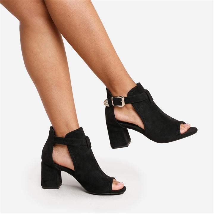 Wheres That From Women's Black Wheres Open Toe Block Heels in Size 4, Sports Direct