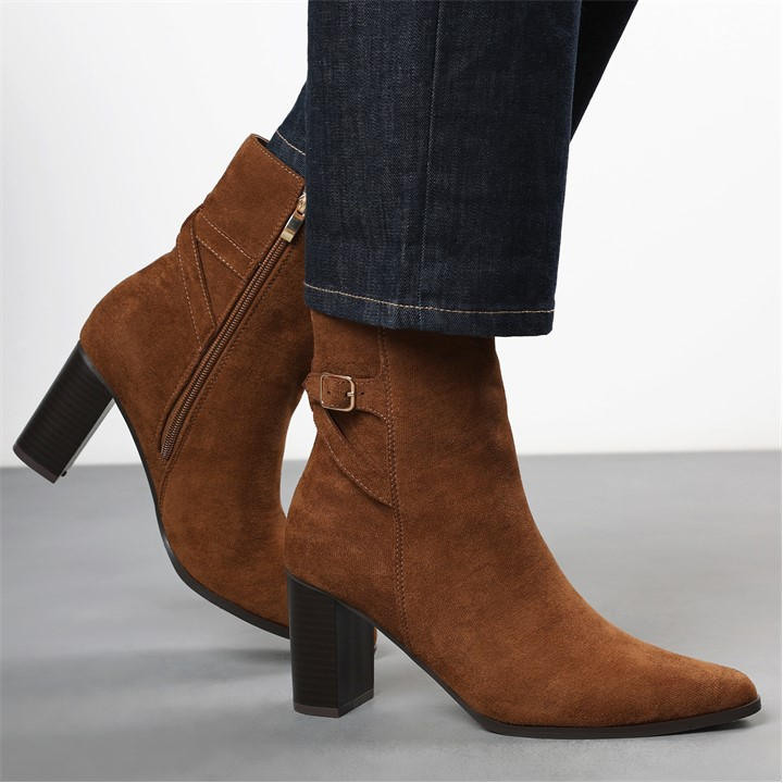 Wheres That From Women's Brown Wheres Block Heel Boot With Buckle Detail in Size 6, Sports Direct