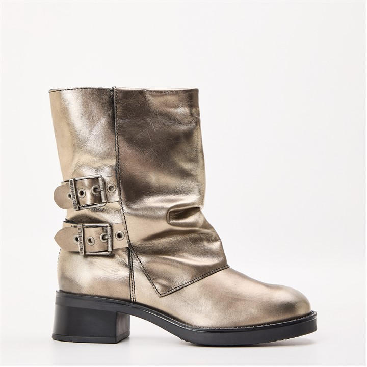 Steve Madden Women's Gold Bonfire Ankle Heeled Boots in Size 8, Sports Direct