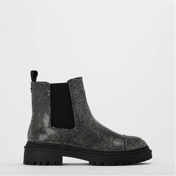 Steve Madden Women's Grey Moonlit Flat Ankle Boots in Size 6, Sports Direct