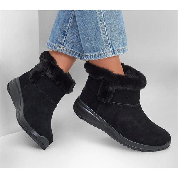 Black/Black - Skechers - On-The-Go Stellar - Cozy Step Snug Boots Womens