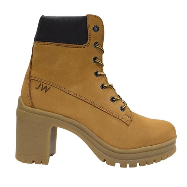 Honey - Jack Wills - Women's Premium Leather Block Heel Lace Up Ankle Boots