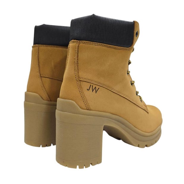 Honey - Jack Wills - Women's Premium Leather Block Heel Lace Up Ankle Boots