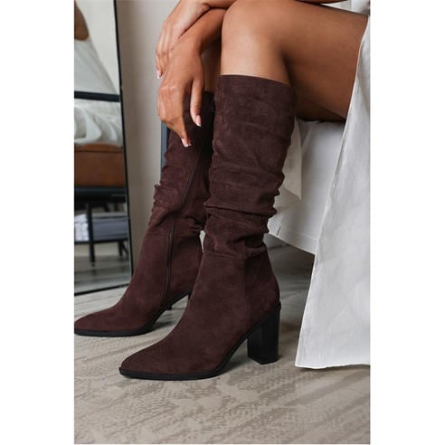 Wheres That From - Where’s Slouch Knee High Boots with Block Heel