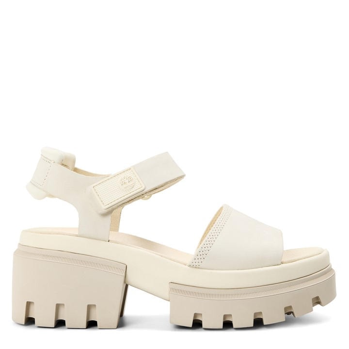 Timberland Women's White Everleigh Backstrap Flatform Sandals in Size 9, Sports Direct