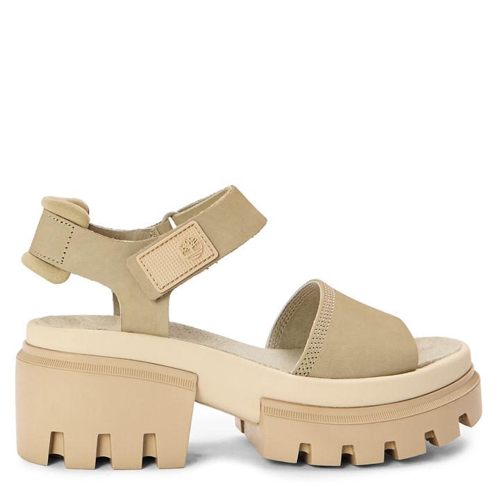 Timberland Women's Beige Backstrap Flatform Sandals in Size 9, Sports Direct