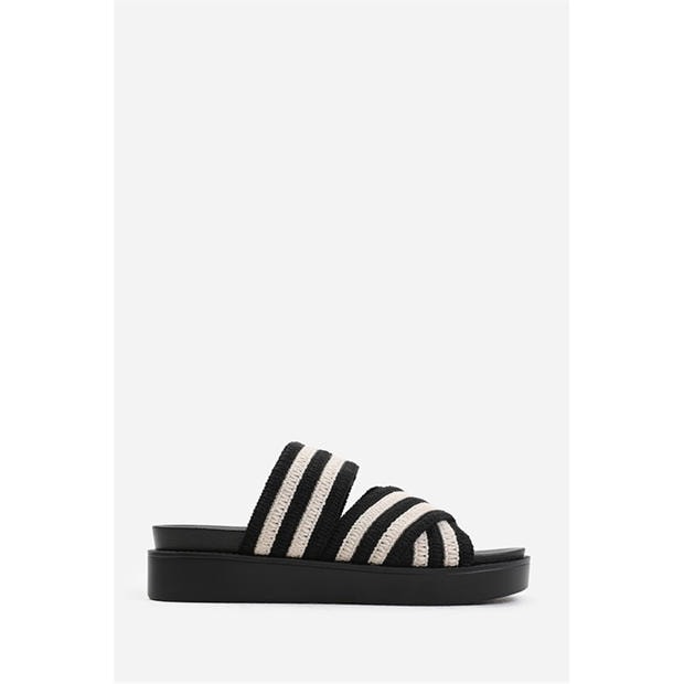 Black - Wheres That From - Women's Contrast Strap Flat Sandal