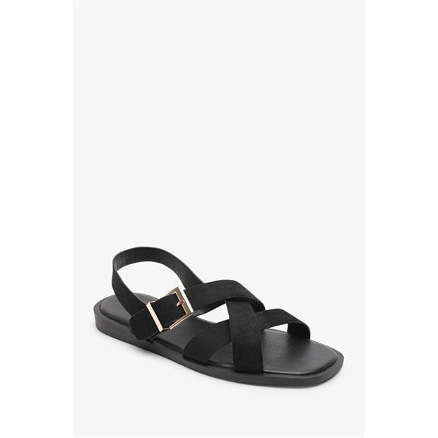Black Suede - Wheres That From - Where’s Cross Over Open Toe Sandals
