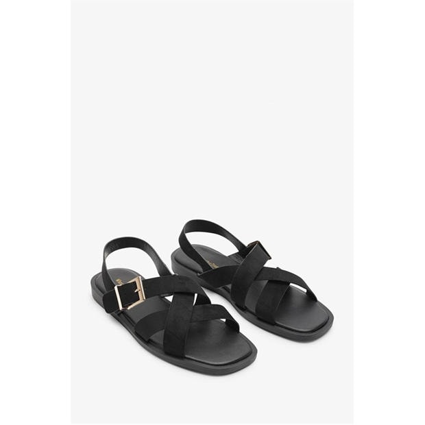Black Suede - Wheres That From - Where’s Cross Over Open Toe Sandals