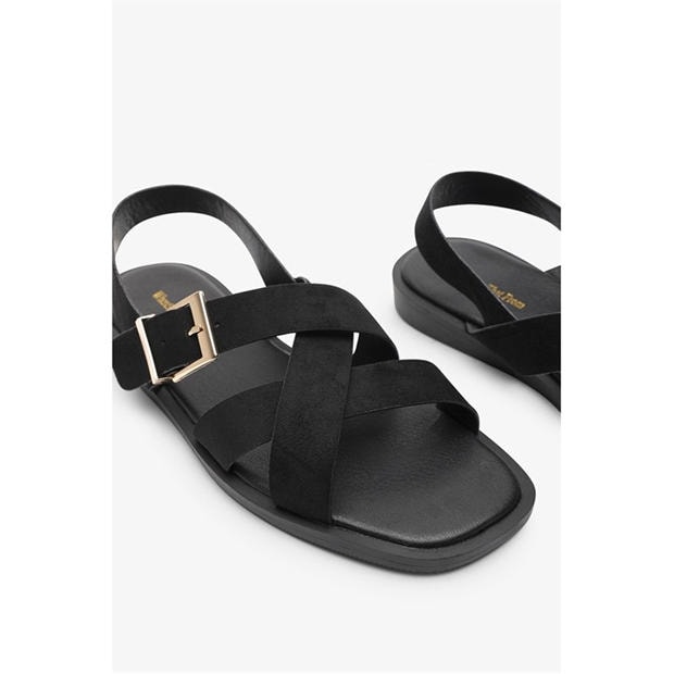 Black Suede - Wheres That From - Where’s Cross Over Open Toe Sandals