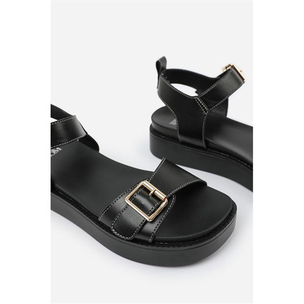 Black PU - Wheres That From - Where’s Double Buckle Strap Platform Sandals