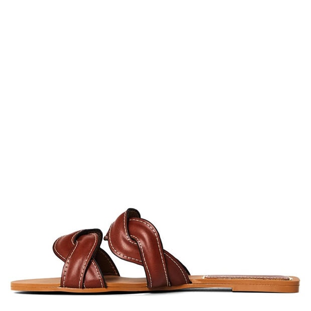 Tan PU - Wheres That From - Where’s Two Strap Braided Slip on Sandals