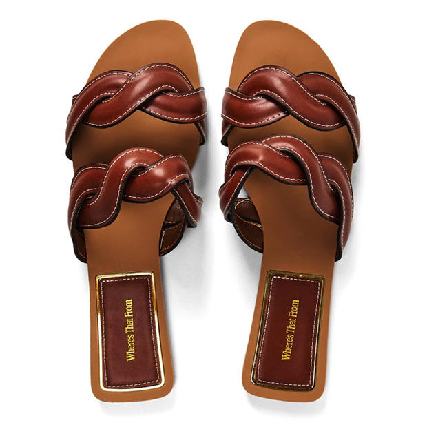Tan PU - Wheres That From - Where’s Two Strap Braided Slip on Sandals
