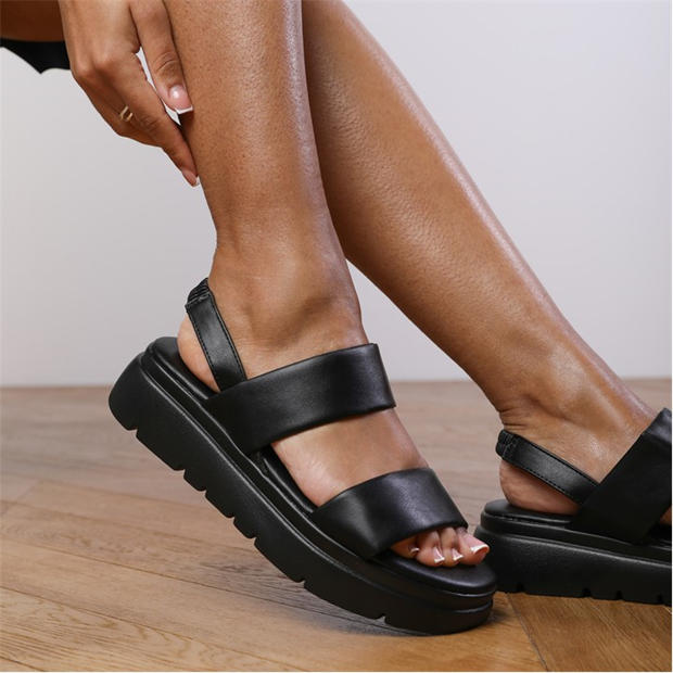 Black PU - Wheres That From - Where’s Chunky Double Strap Slingback Sandals