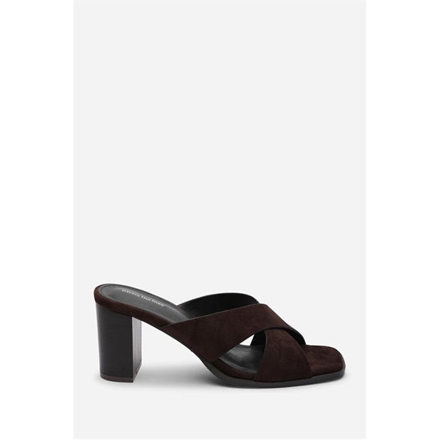 Dk Brown Suede - Wheres That From - Where’s Crossover Strap Block Heel Sandal