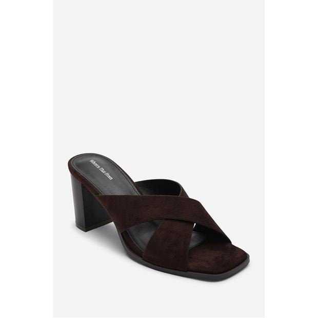 Dk Brown Suede - Wheres That From - Where’s Crossover Strap Block Heel Sandal