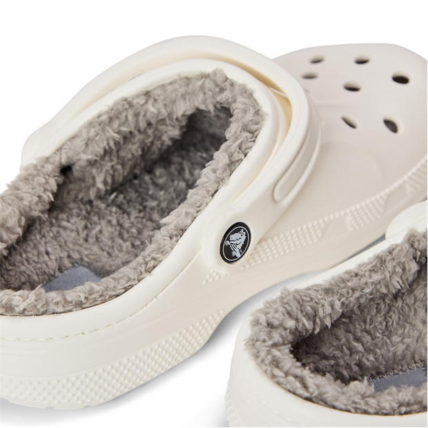 White/Grey - Crocs - Women's Baya Lined Mule Slippers