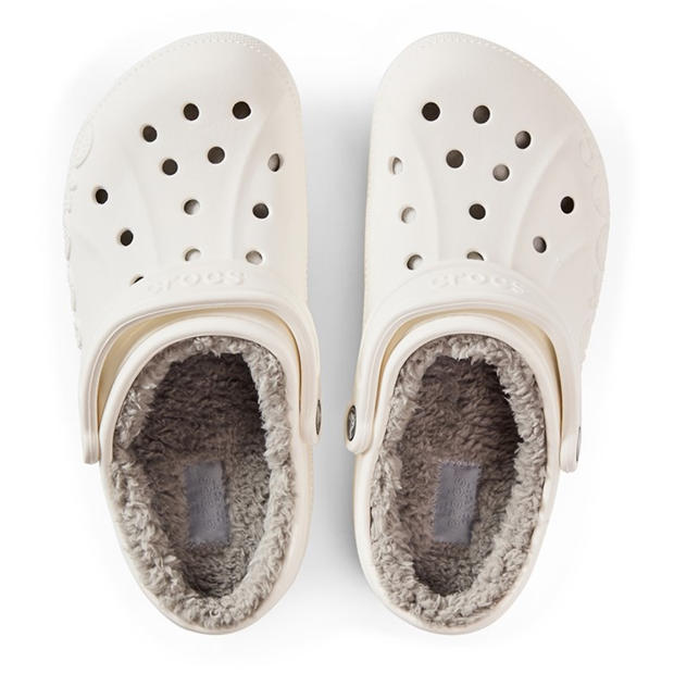 White/Grey - Crocs - Women's Baya Lined Mule Slippers