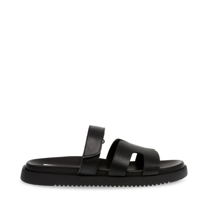 Steve Madden Women's Black Missile Flat Sandals in Size 4, Sports Direct