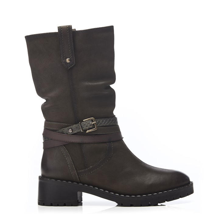 Moda In Pelle Women's Green Beckette Khaki Nubuck Flat Ankle Boots in Size 4, Sports Direct