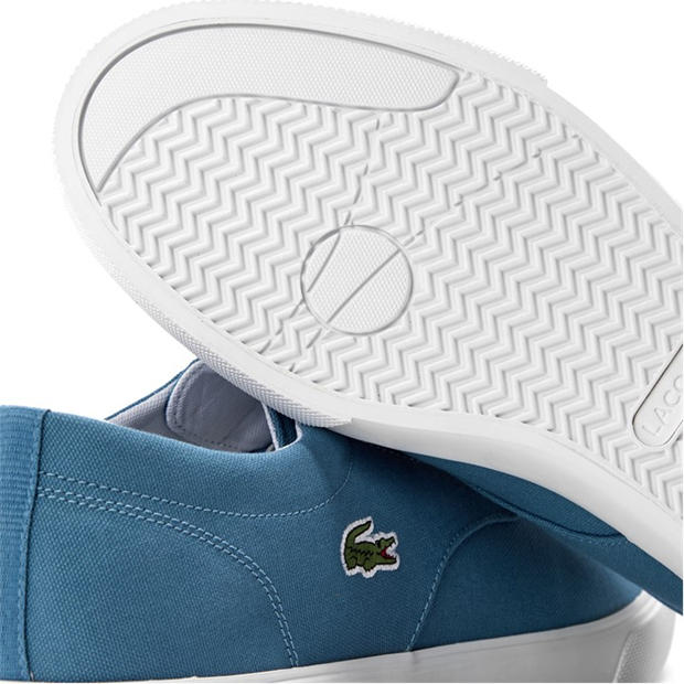 Lt Blue/Wht 221 - Lacoste - Men's Canvas Low-Top Trainers