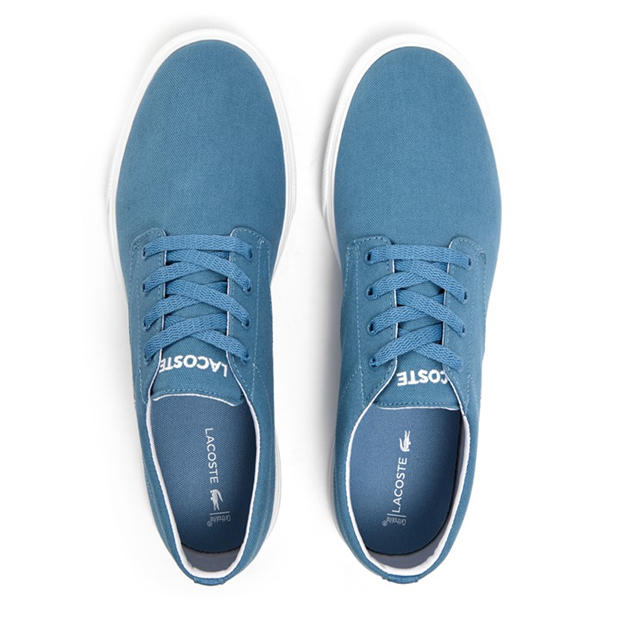 Lt Blue/Wht 221 - Lacoste - Men's Canvas Low-Top Trainers