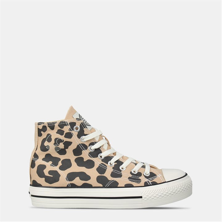 Soulcal Women's Beige Canvas High Top Platform Trainers in Size 5, Sports Direct