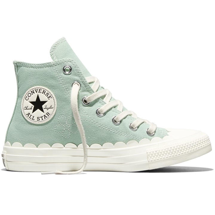 Converse Women's Green Canvas High-Top Trainers in Size 7, Sports Direct