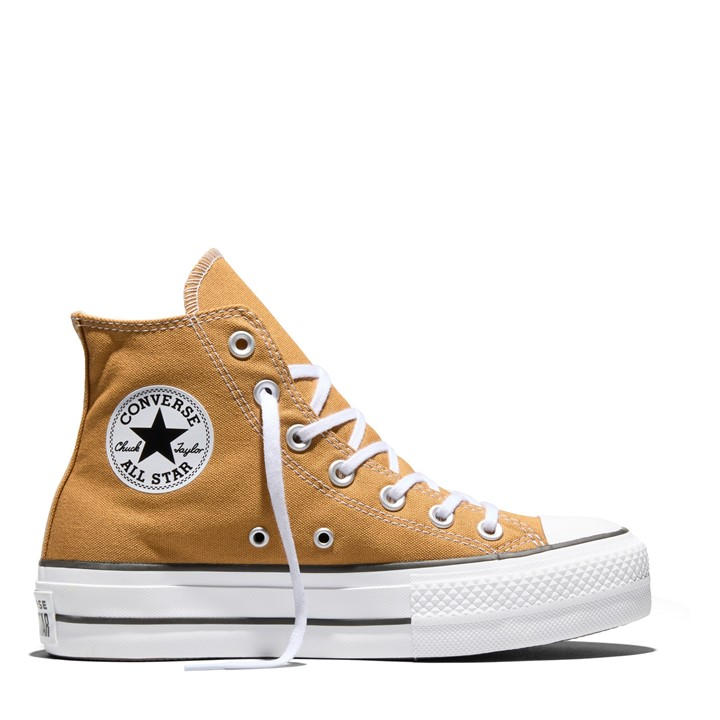 Converse Women's Beige All Star Platform High Top Trainers in Size 3.5, Sports Direct