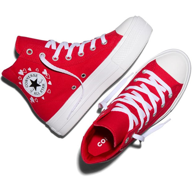 Red/White - Converse - Women's Day One Pit Canvas High-Top Trainers