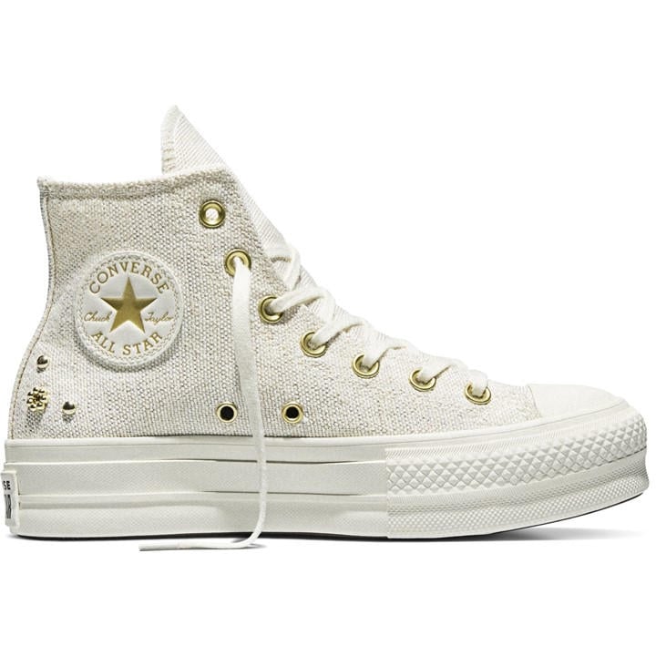 Converse Women's Cream Canvas High-Top Trainers in Size 7, Sports Direct