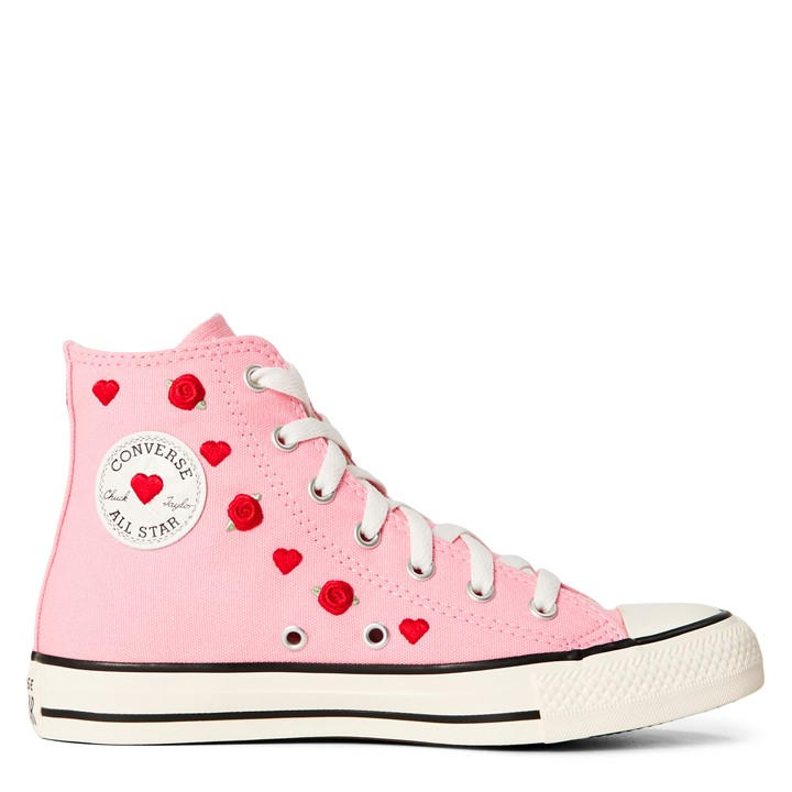 Converse Women's Pink Chuck Taylor All Star Canvas High-Top Trainers in Size 5.5, Sports Direct