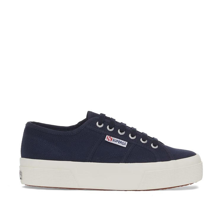 Superga Women's Blue Platform Canvas Trainers in Size 8, Sports Direct