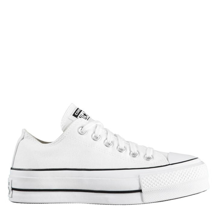 Converse Women's White Chuck Taylor All Star Platform Canvas Low Top Shoes in Size 3, Sports Direct