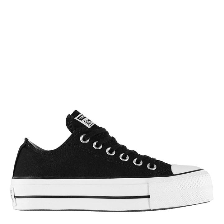 Converse Women's Black Chuck Taylor All Star Platform Canvas Low Top Shoes in Size 6, Sports Direct