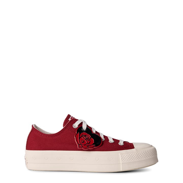 Converse Women's Red Chuck Taylor All Star Platform Canvas Low Top Shoes in Size 7, Sports Direct