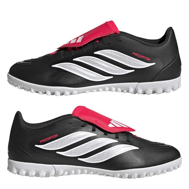 Black/Red - adidas - Adidas Predator Club Fold-Over Tongue Turf Football Shoes