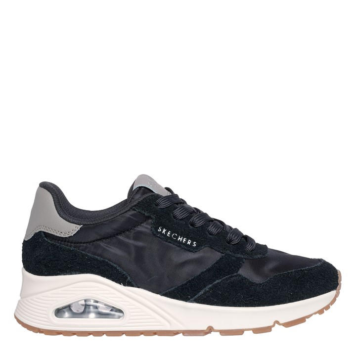 Skechers Women's Black Hairy Suede And Mesh Lace-Up Low-Top Trainers in Size 7, Sports Direct