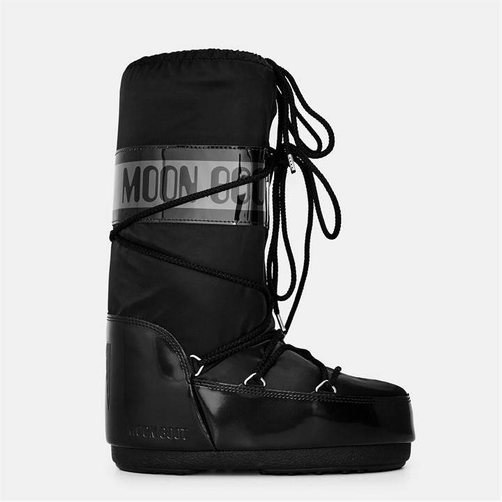 Moon Boot Women's Black Icon Glance Satin Boots in Size 6, Sports Direct