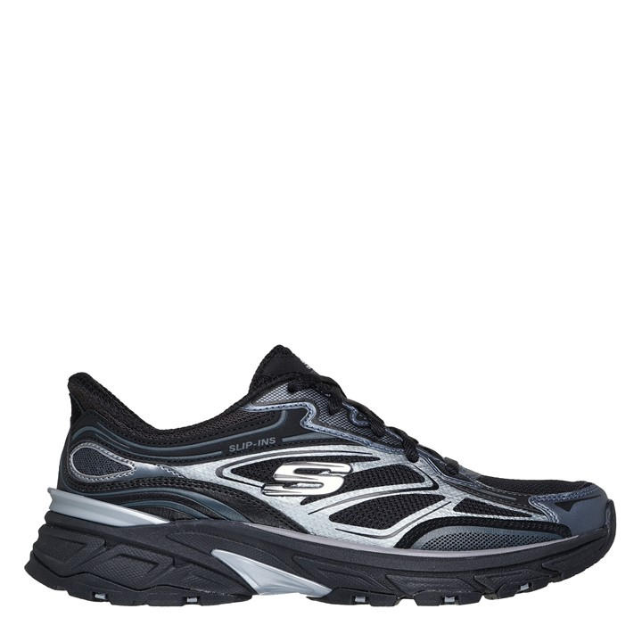 Skechers Women's Black Metallic Overlay Mesh Slip On Trainers in Size 6, Sports Direct