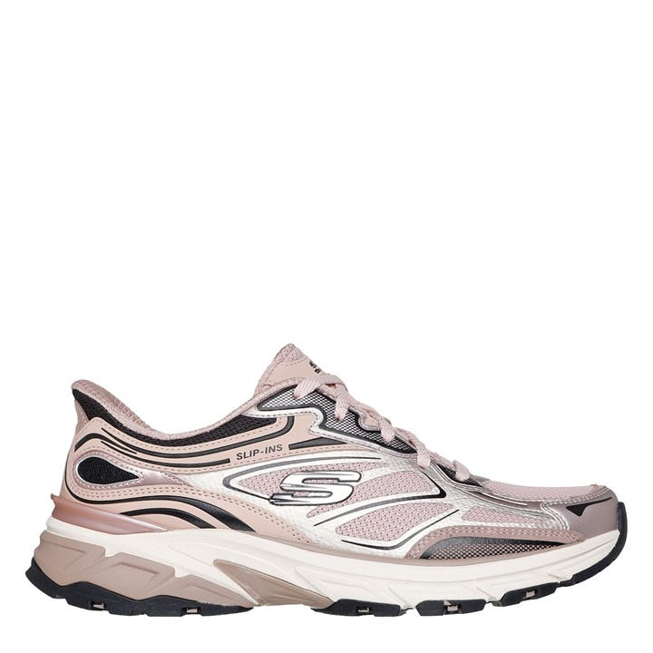Skechers Women's Pink Metallic Overlay Mesh Slip On Trainers in Size 5, Sports Direct