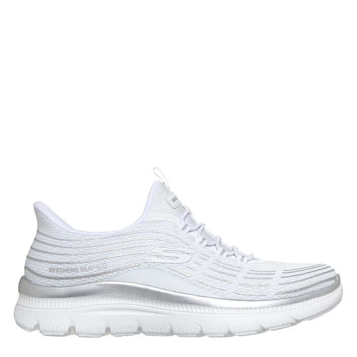 Skechers Women's White Mesh Bungee Glitter Print Slip On Trainers in Size 6, Sports Direct
