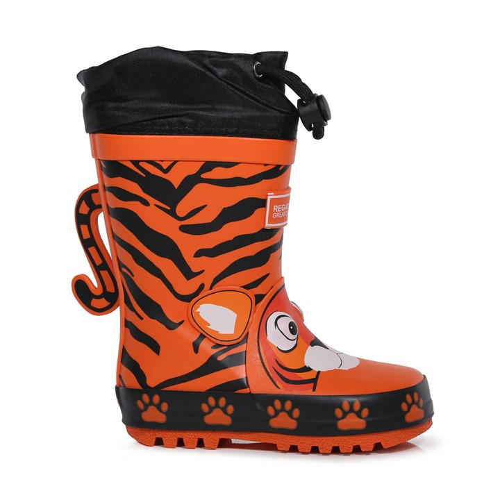 Regatta Girls Orange Kids Mudplay Animal Wellies C3