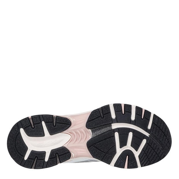 White/Pink - Skechers - Metallic Overlay Mesh Lace-Up Slip- Runners Womens