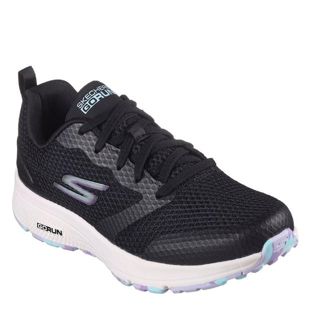 Black/Lavender - Skechers - Circular Mesh Lace Up W Marbled Rub Slip On Trainers Womens