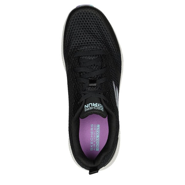 Black/Lavender - Skechers - Circular Mesh Lace Up W Marbled Rub Slip On Trainers Womens