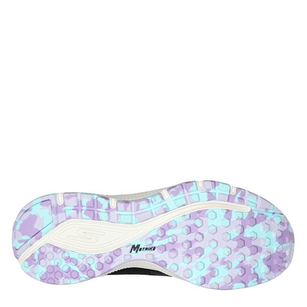 Black/Lavender - Skechers - Circular Mesh Lace Up W Marbled Rub Slip On Trainers Womens