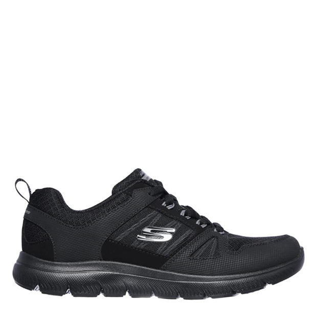 Black/Black - Skechers - Mono Mesh Qtr Lace-Up W Mf Low-Top Trainers Womens