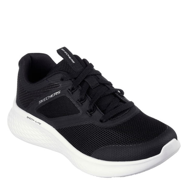 Black/White - Skechers - Qtr Hotmelt Overlay Mesh Lace-Up W Slip On Trainers Womens