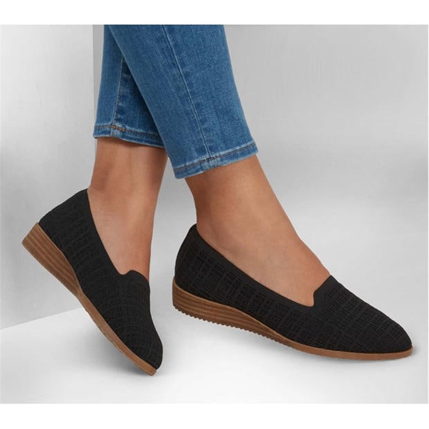Black - Skechers - Cleo Sawdust Slip On Trainers Womens